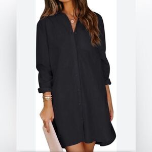 COS Elegant Long Sleeve Black Shirt Dress
